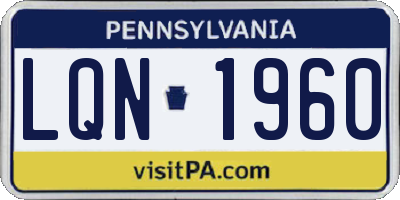 PA license plate LQN1960