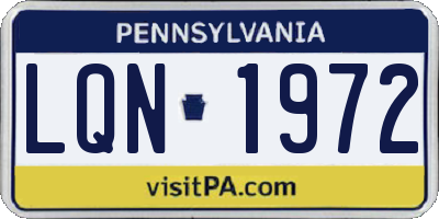 PA license plate LQN1972