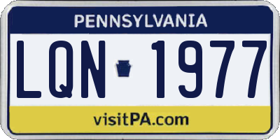 PA license plate LQN1977