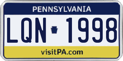 PA license plate LQN1998
