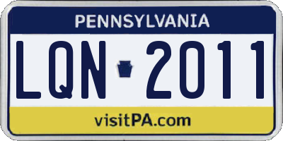 PA license plate LQN2011