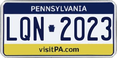 PA license plate LQN2023