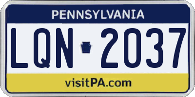 PA license plate LQN2037