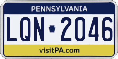 PA license plate LQN2046