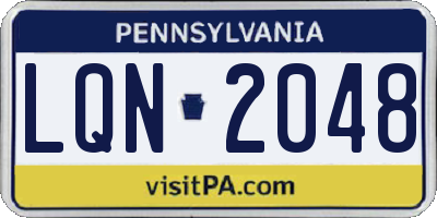 PA license plate LQN2048