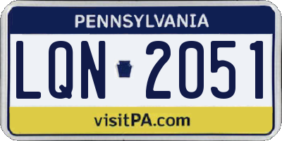 PA license plate LQN2051