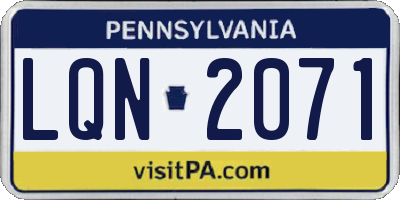 PA license plate LQN2071