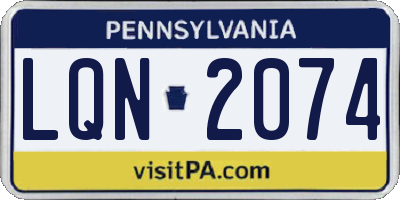 PA license plate LQN2074