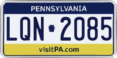 PA license plate LQN2085