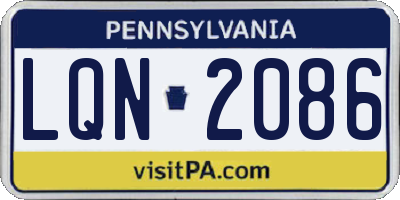 PA license plate LQN2086