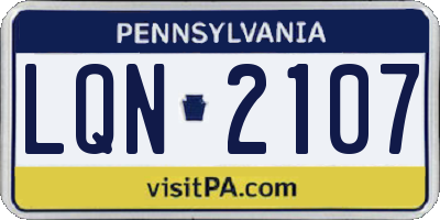 PA license plate LQN2107