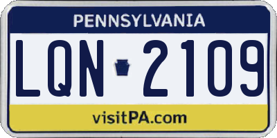 PA license plate LQN2109