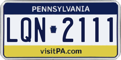 PA license plate LQN2111
