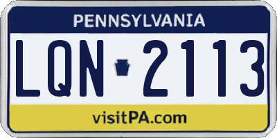 PA license plate LQN2113