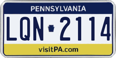 PA license plate LQN2114