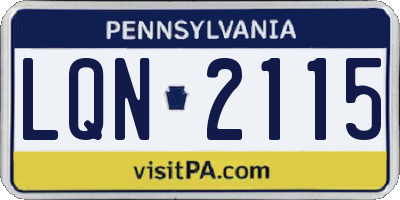 PA license plate LQN2115