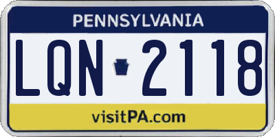 PA license plate LQN2118
