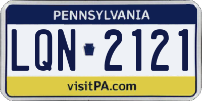 PA license plate LQN2121