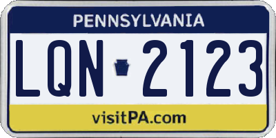 PA license plate LQN2123