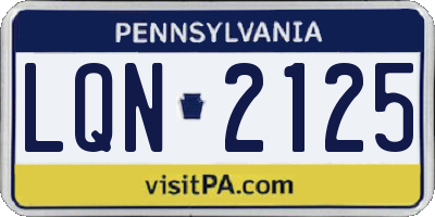 PA license plate LQN2125
