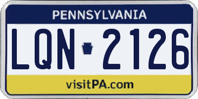 PA license plate LQN2126