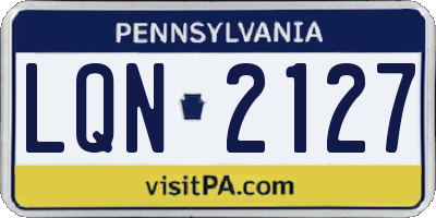 PA license plate LQN2127
