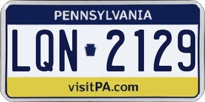 PA license plate LQN2129