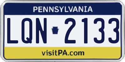 PA license plate LQN2133