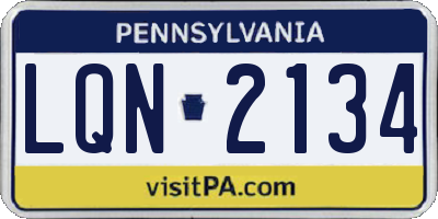 PA license plate LQN2134