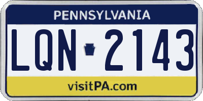 PA license plate LQN2143