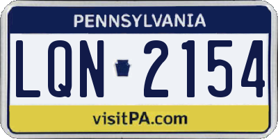 PA license plate LQN2154