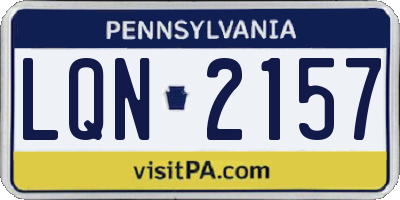 PA license plate LQN2157