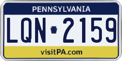 PA license plate LQN2159