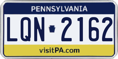 PA license plate LQN2162