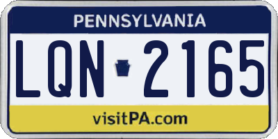 PA license plate LQN2165