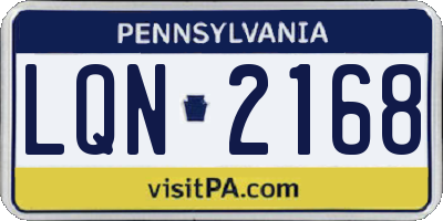 PA license plate LQN2168
