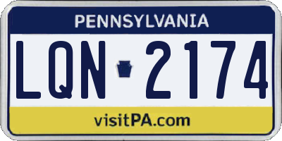 PA license plate LQN2174
