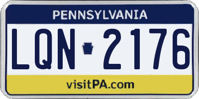 PA license plate LQN2176