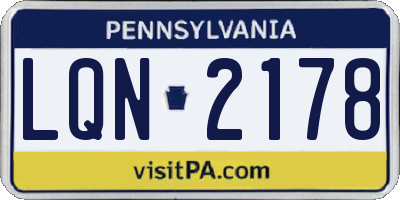 PA license plate LQN2178