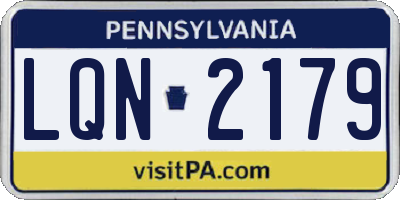 PA license plate LQN2179