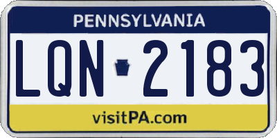 PA license plate LQN2183