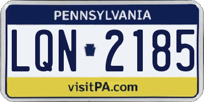 PA license plate LQN2185