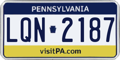 PA license plate LQN2187