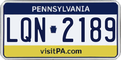 PA license plate LQN2189