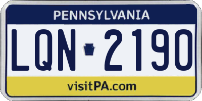 PA license plate LQN2190
