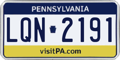 PA license plate LQN2191