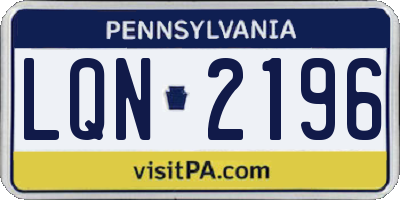 PA license plate LQN2196