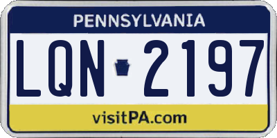 PA license plate LQN2197