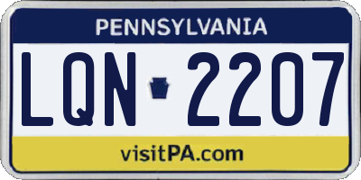 PA license plate LQN2207