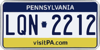 PA license plate LQN2212